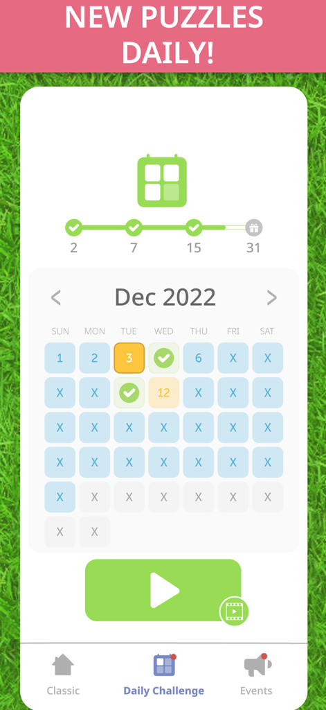 1010! Block Puzzle Game - 1010 Block Puzzle Game Daily Challenge calendar and progress view