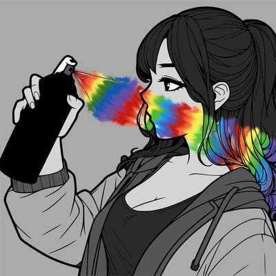 a realistic girl spray, painting