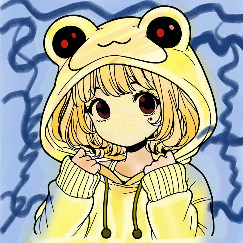 a cute teenage girl wearing a frog hoodie
