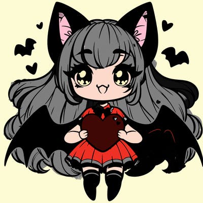 bat girl with heart