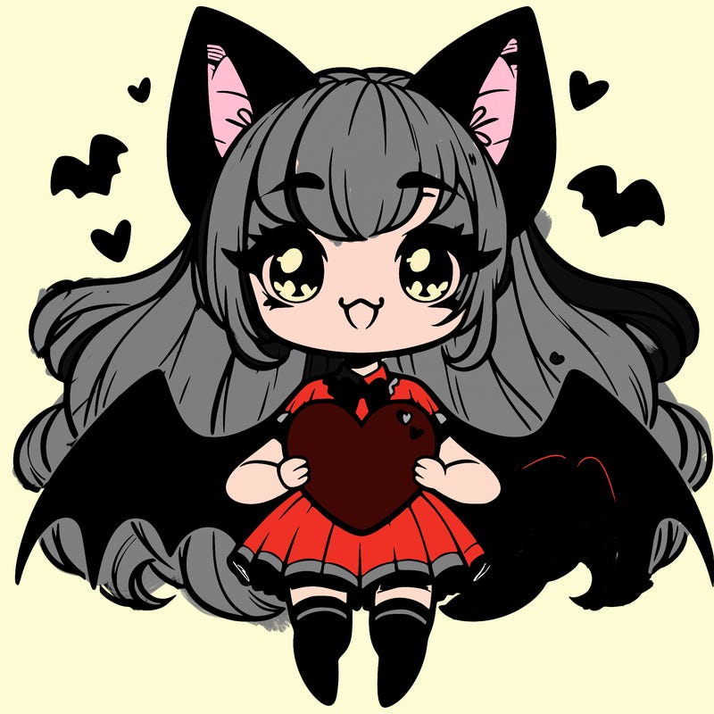 bat girl with heart
