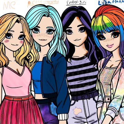 a group of girls realistic