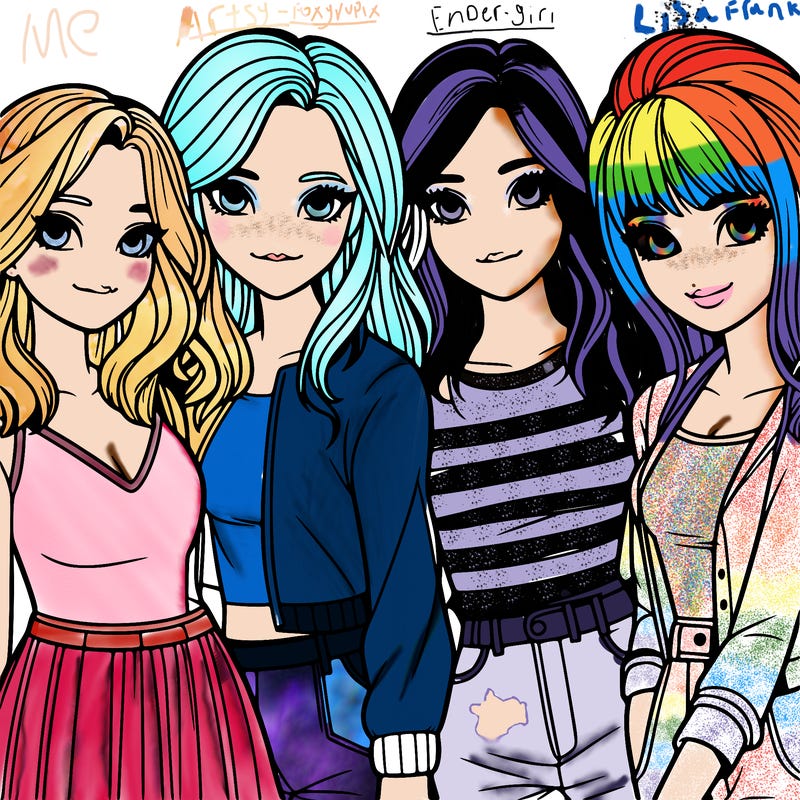 a group of girls realistic