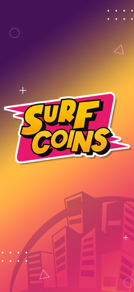 SurfCoins - SurfCoins app splash screen with logo on a vibrant gradient background