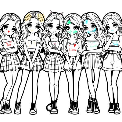 a group of girls realistic