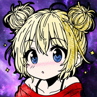 a manga girl with messy small buns