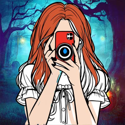 a realistic girl holding her phone taking pictures