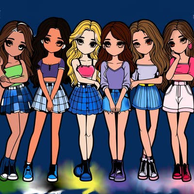 a group of girls realistic