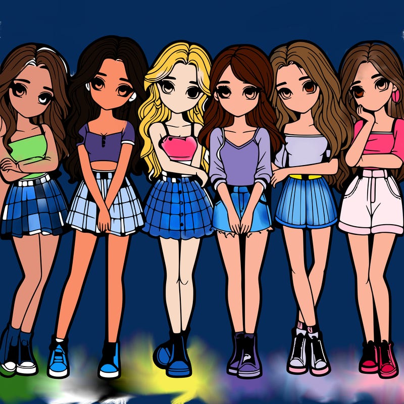 a group of girls realistic