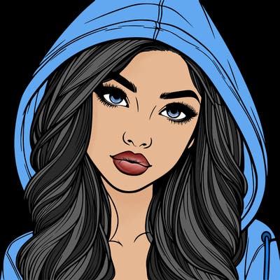 realistic beautiful girl with a hood on