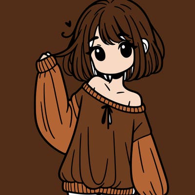 girl in baggy sweater hanging off her shoulder