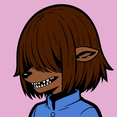 sharp teeth deer man with bob haircut