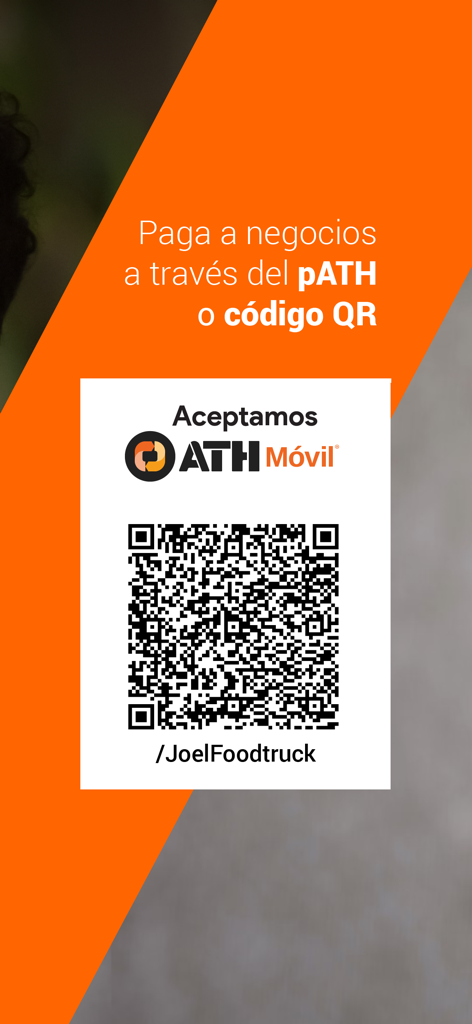 ATH Móvil - QR code for ATH Movil payments at a local food truck