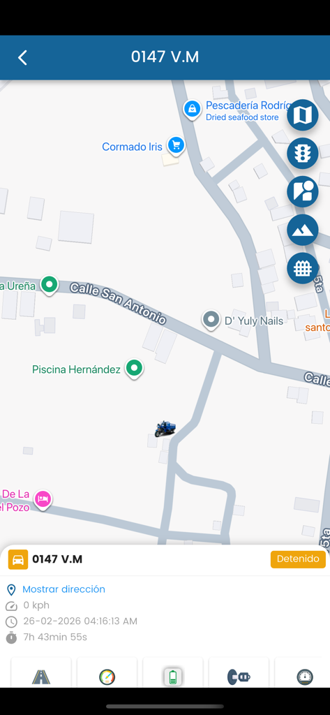 ABLY GPS - ABLY GPS app interface showing a real-time vehicle location on a map with status details