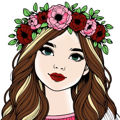 realistic girl with flower crown