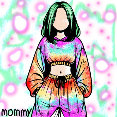 realistic girl faceless with baggy pants and a crop top