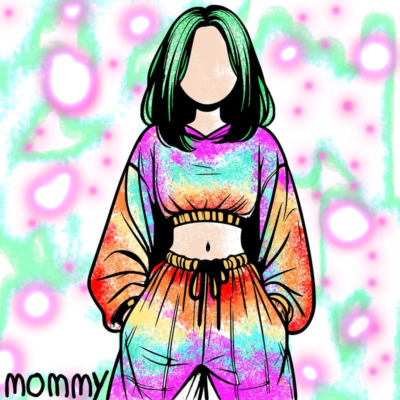 realistic girl faceless with baggy pants and a crop top