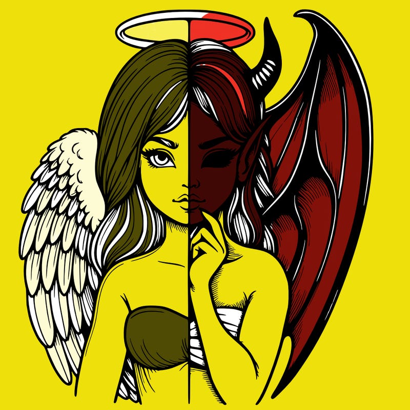 realistic angel half demon