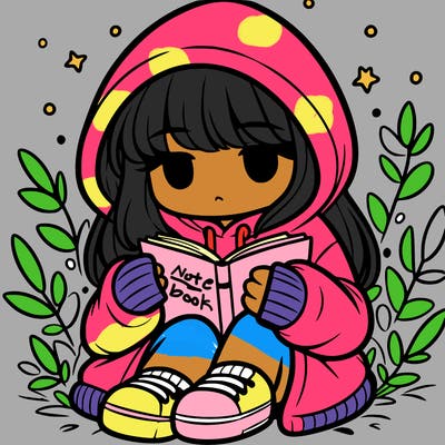 girl in oversized hoodie reading a book