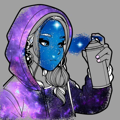 a realistic girl, spray painting