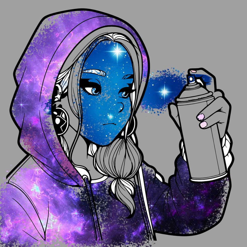 a realistic girl, spray painting