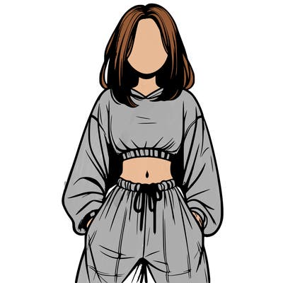 realistic girl faceless with baggy pants and a crop top