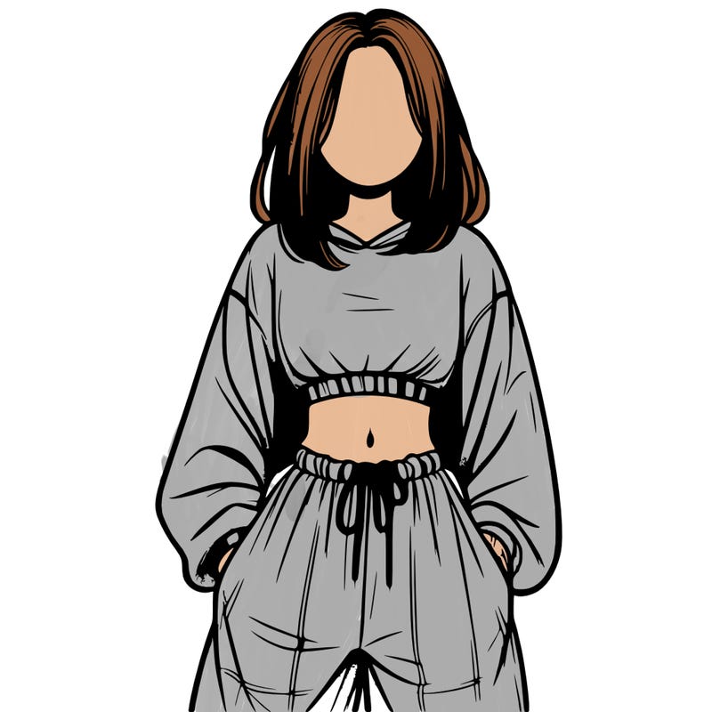 realistic girl faceless with baggy pants and a crop top