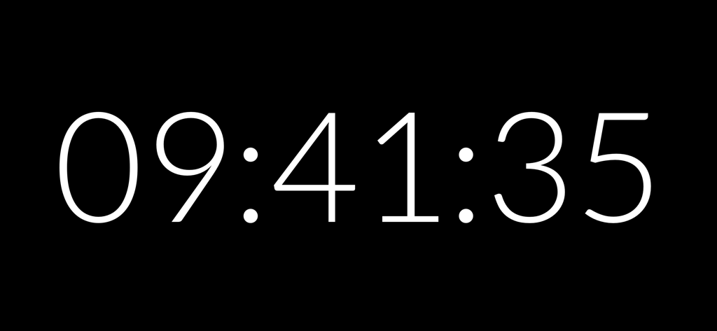Clock – Simple & Customizable - Reloj digital minimalista de pantalla completa mostrando horas, minutos y segundos