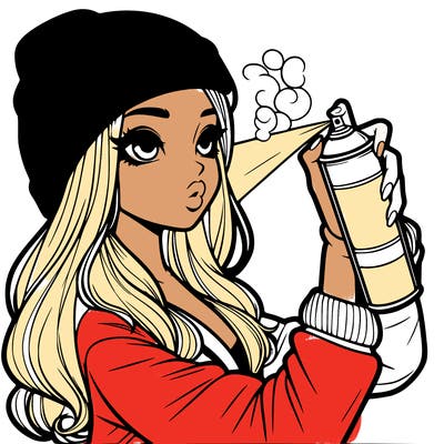 realistic girl spray painting