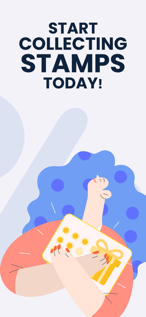 Embargo Wallet - Illustration of a person holding a digital loyalty card with the text Start Collecting Stamps Today