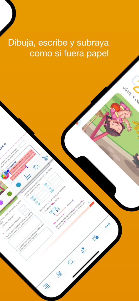 ese digital - Digital Spanish textbook interface in the ese digital app featuring interactive math exercises and drawing tools.