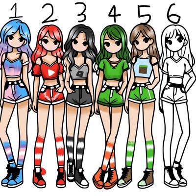 a group of girls wearing crop tops and shorts