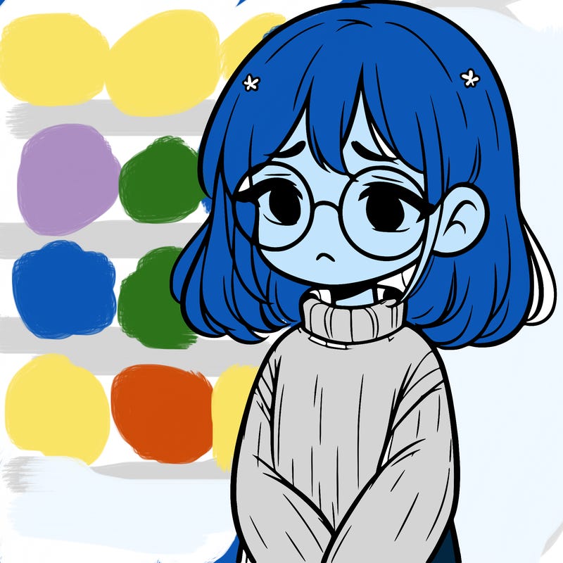 sad girl with glasses in a sweater