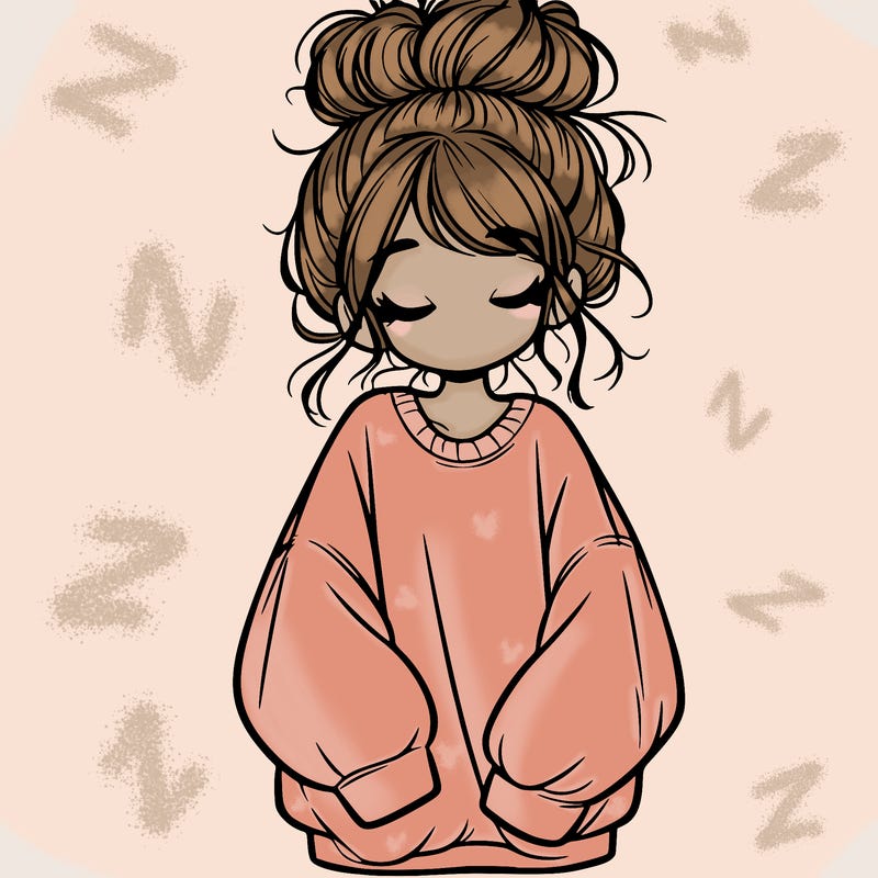 girl with baggy sweatshirt and messy bun