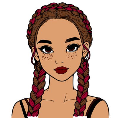 realistic girl with braids