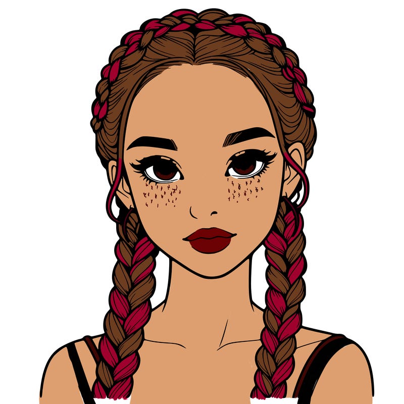 realistic girl with braids