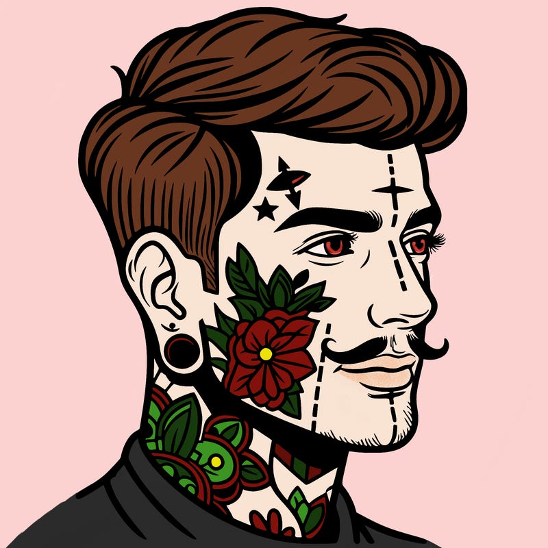 man with face tattoos