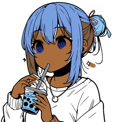 manga character drinking boba