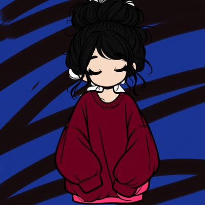 girl with baggy sweatshirt and messy bun