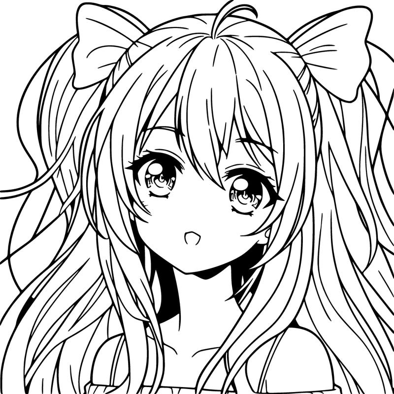 pretty anime girl with long hair