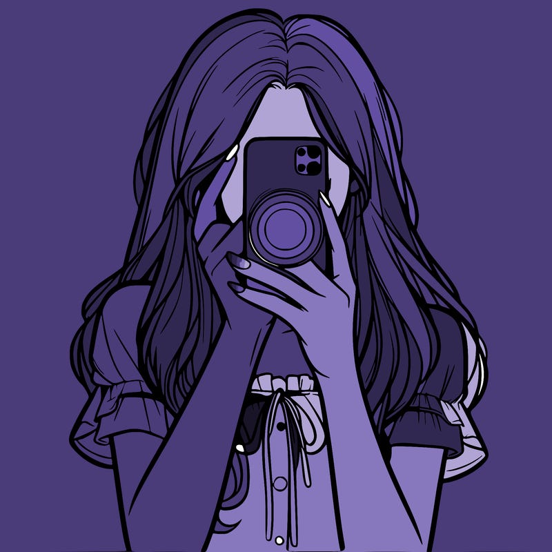 a realistic girl holding her phone taking pictures