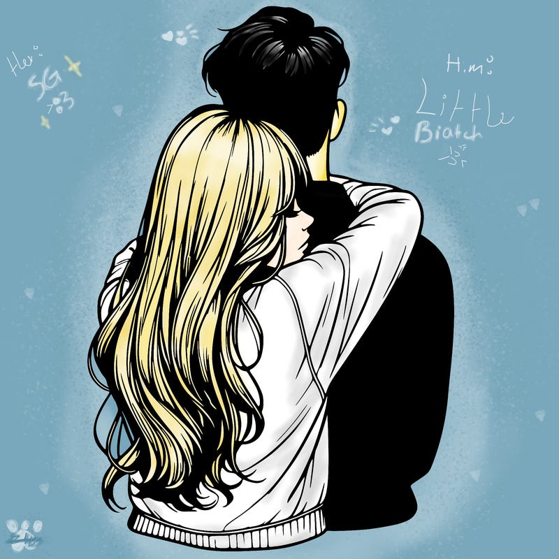 realistic girl hugging boyfriend from back