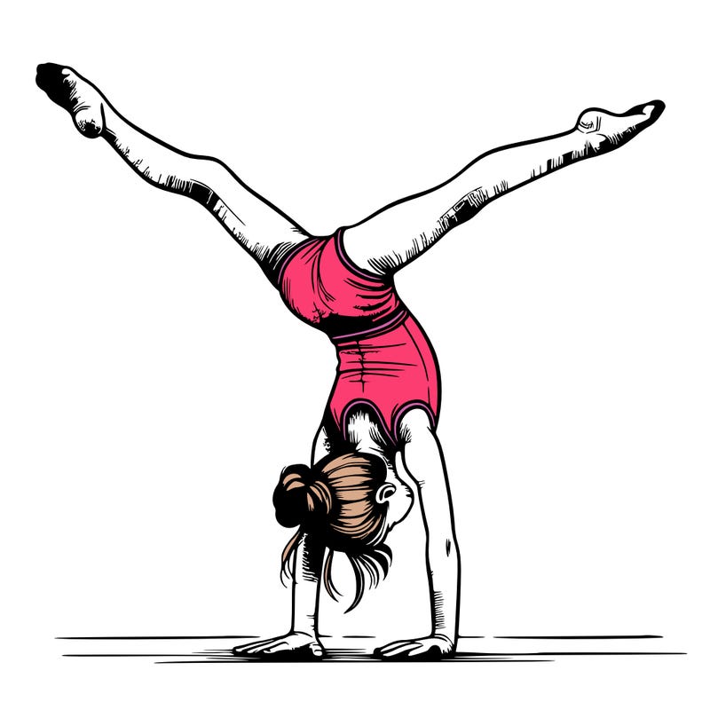 realistic gymnastic hand stand girl in four splits