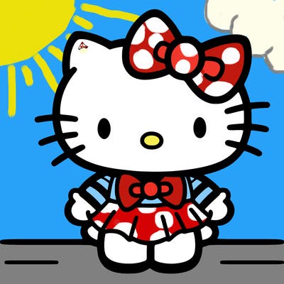hello kitty in a bow dress