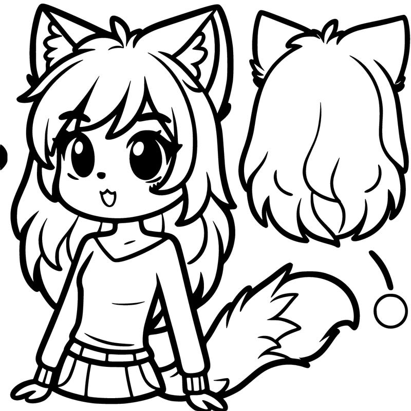 girl with wolf ears and tail