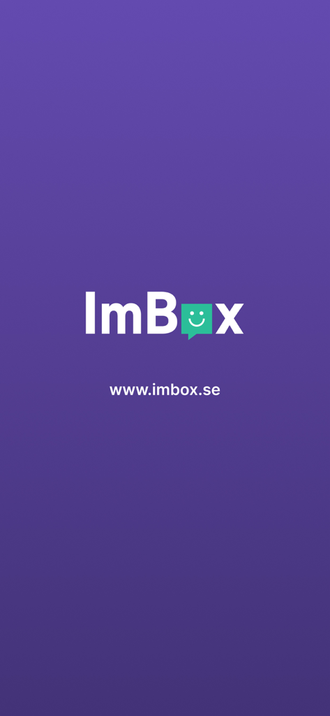 ImBox Online - Logo de ImBox Online y enlace del sitio web sobre un fondo púrpura