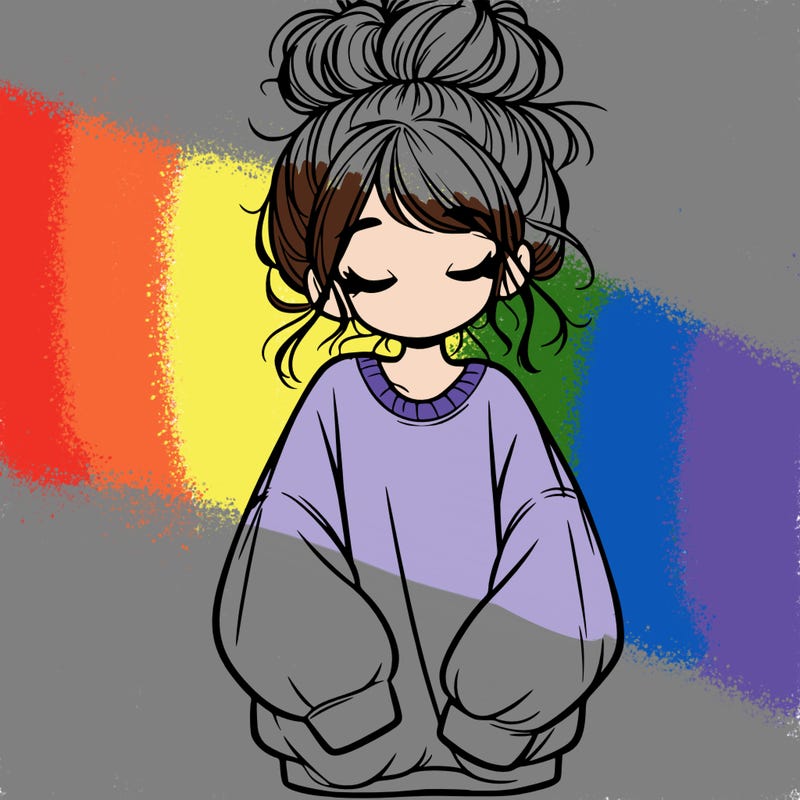 girl with baggy sweatshirt and messy bun