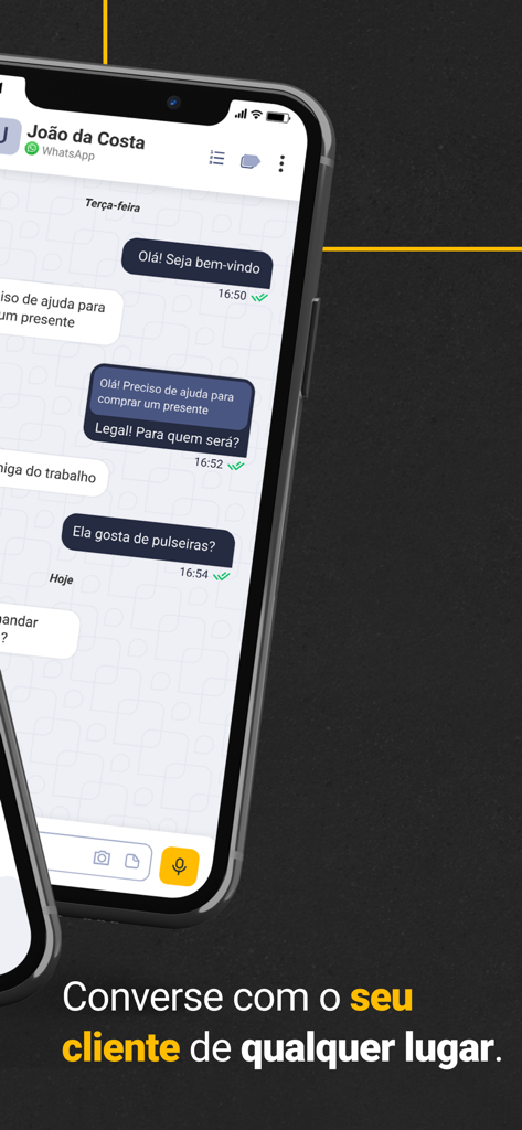 OmniApp - OmniApp smartphone interface showing a business chat conversation with a customer
