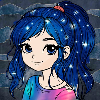 realistic girl with ponytail