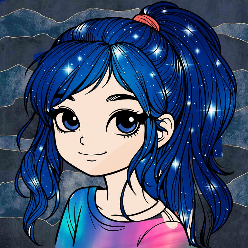 realistic girl with ponytail